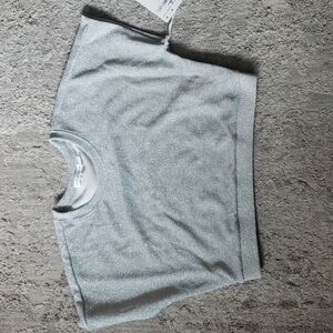 Sale!!! 🩶Good american silver sparkle cover up crop tee Y2k Style